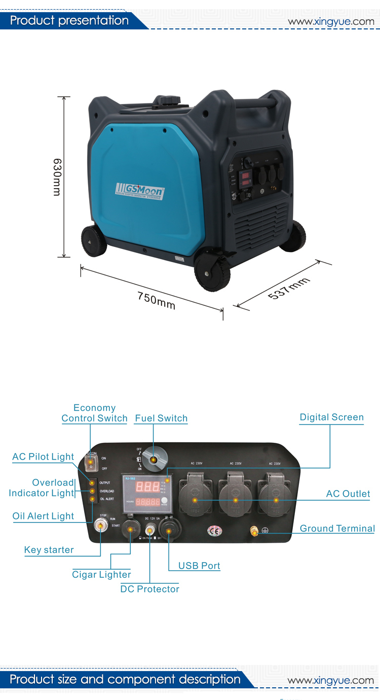 5.5kw Mini Small Silent Gasoline Electricity Home Use Generator