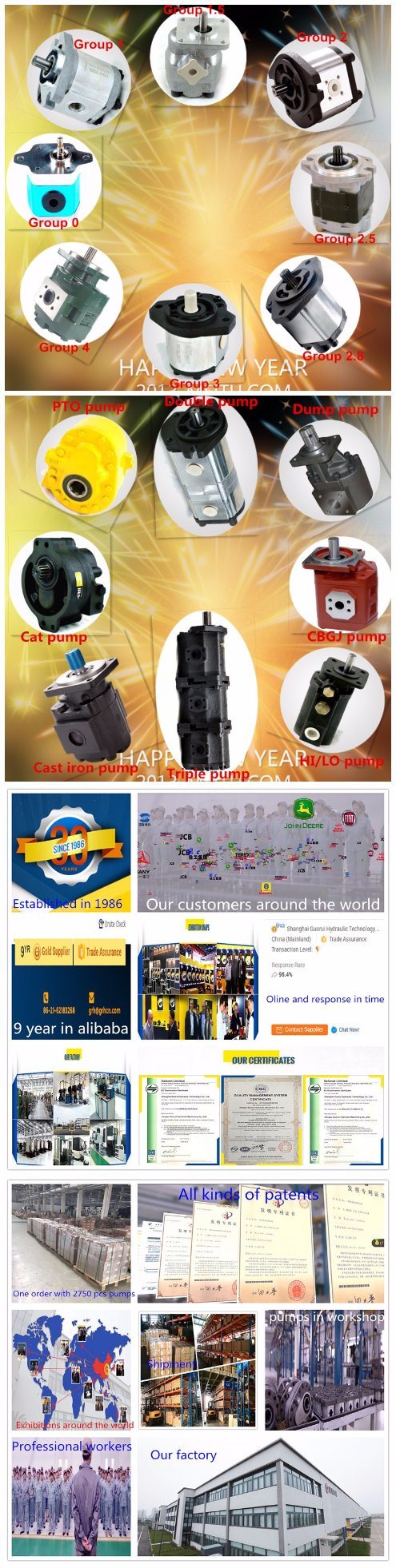 Tandem Rotary hydraulic Gear Oil Pump for Double Pump