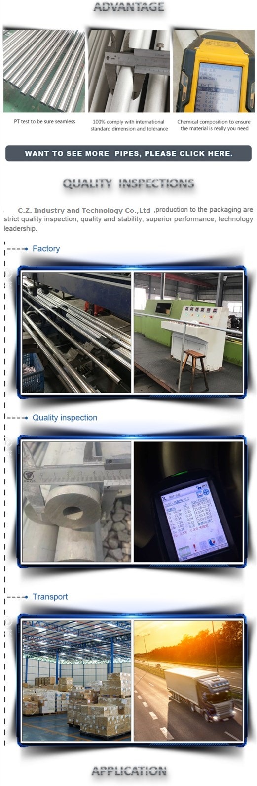 AISI SUS 304 316 316L Seamless Stainless Steel Pipe