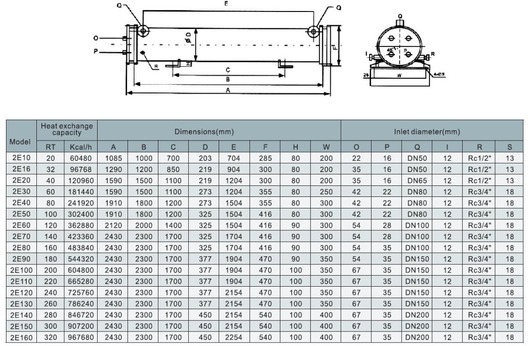 Coolsour Shell Tube and Pipe Water/Oil Cooled Evaporator, Heat Hxchanger