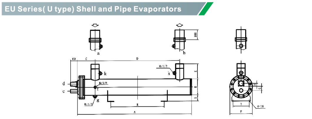 Coolsour Shell Tube and Pipe Water/Oil Cooled Evaporator, Heat Hxchanger
