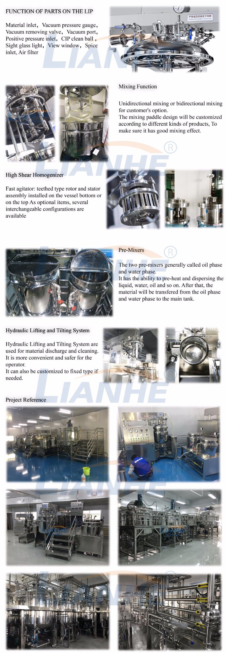 High Shear Vacuum Homogenizer with Cosmetic Cream Mixer