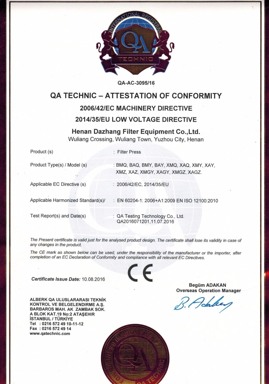 Once Open Filter Press Machine