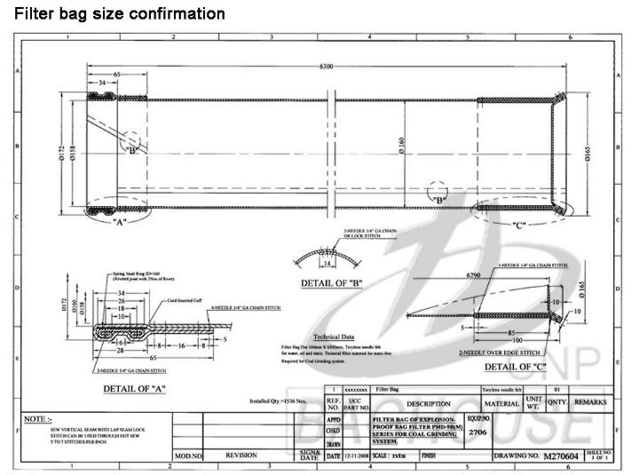 Teflon Coating Spray Bag Filter/PTFE Membrane Dust Filter Bag