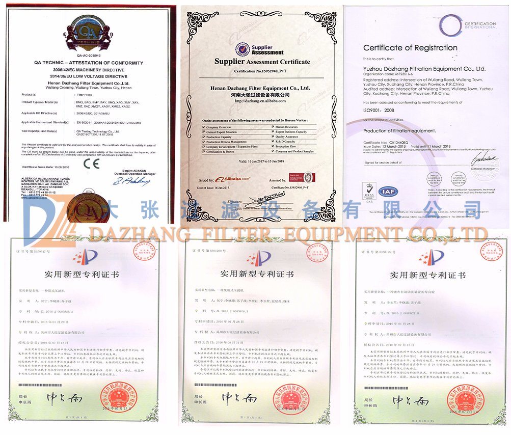 Dz Water Filter Equipment Membrane Chamber Filter Press Machine