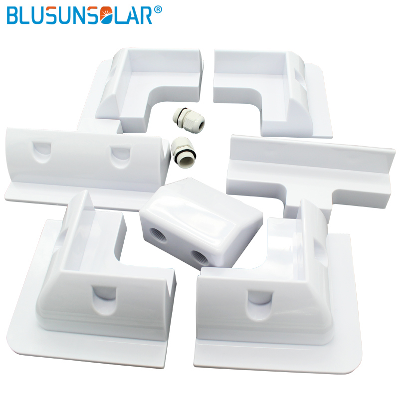 ABS White Color Solar Panel Corner Mounting Bracket Kits Cable Entry Gand 7PCS/Set