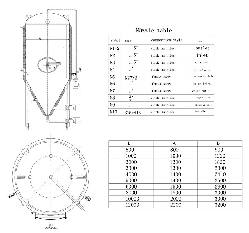 500L 1000 Gallon Industrial Stainless Steel Vinegar Wine Yogurt Bright The Price Conical Beer Fermenter Fermentation Tank for Sale