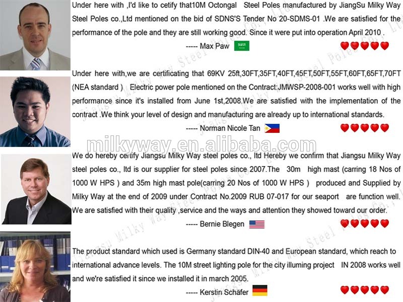 2015 best selling electric transmission line steel pole lighting