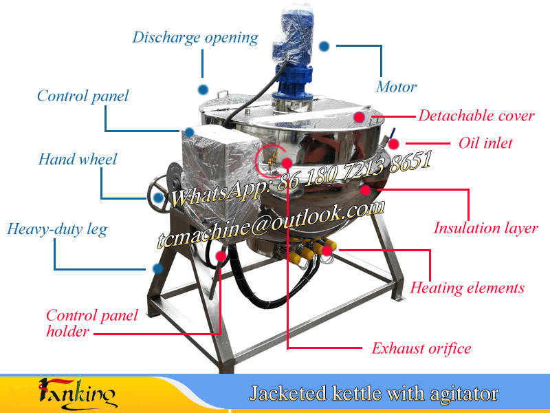 Oil Jackted Cooking Kette 300L with Scraper Agitator
