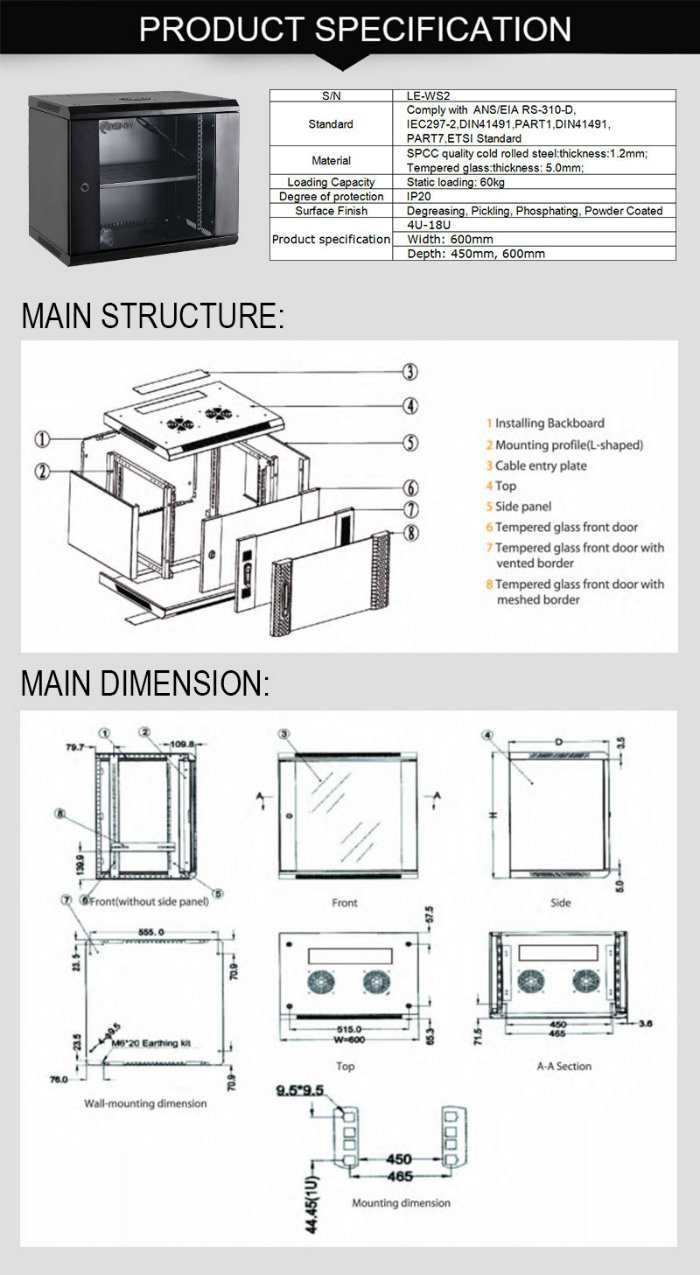 9u Half Switch Rack Cabinet