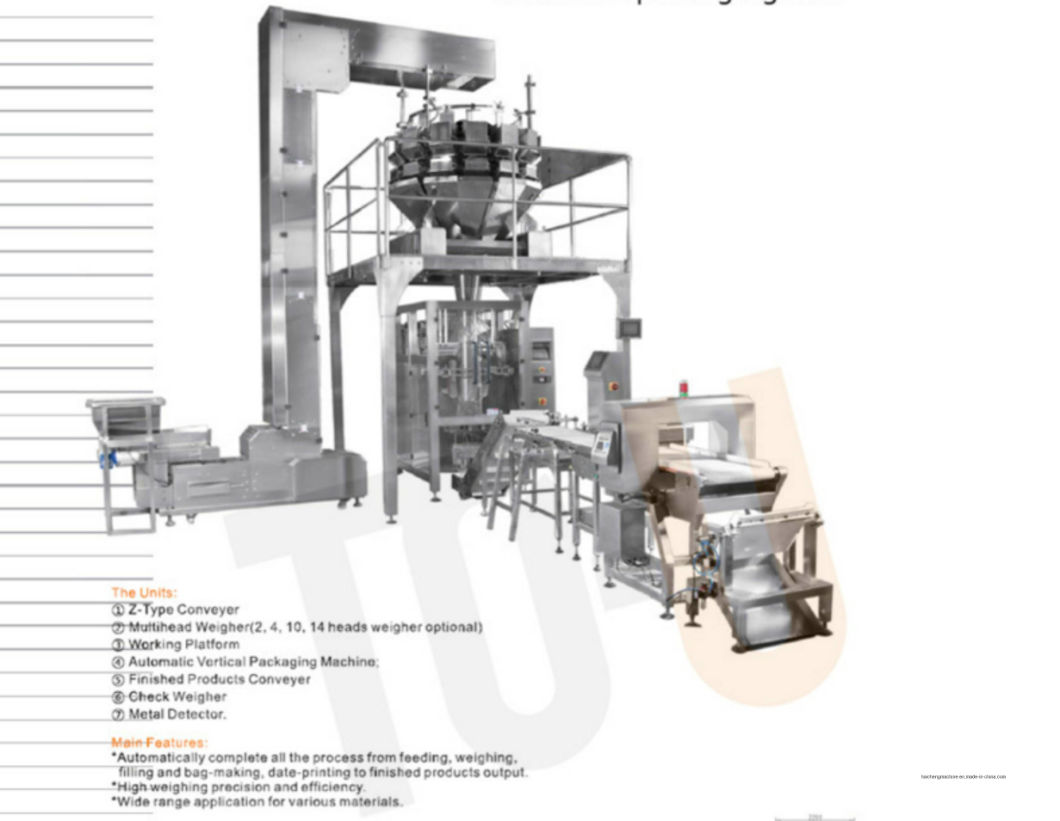 Vffs Full Packing Production Line for Banana Chips Potato Chips Dxd-420c