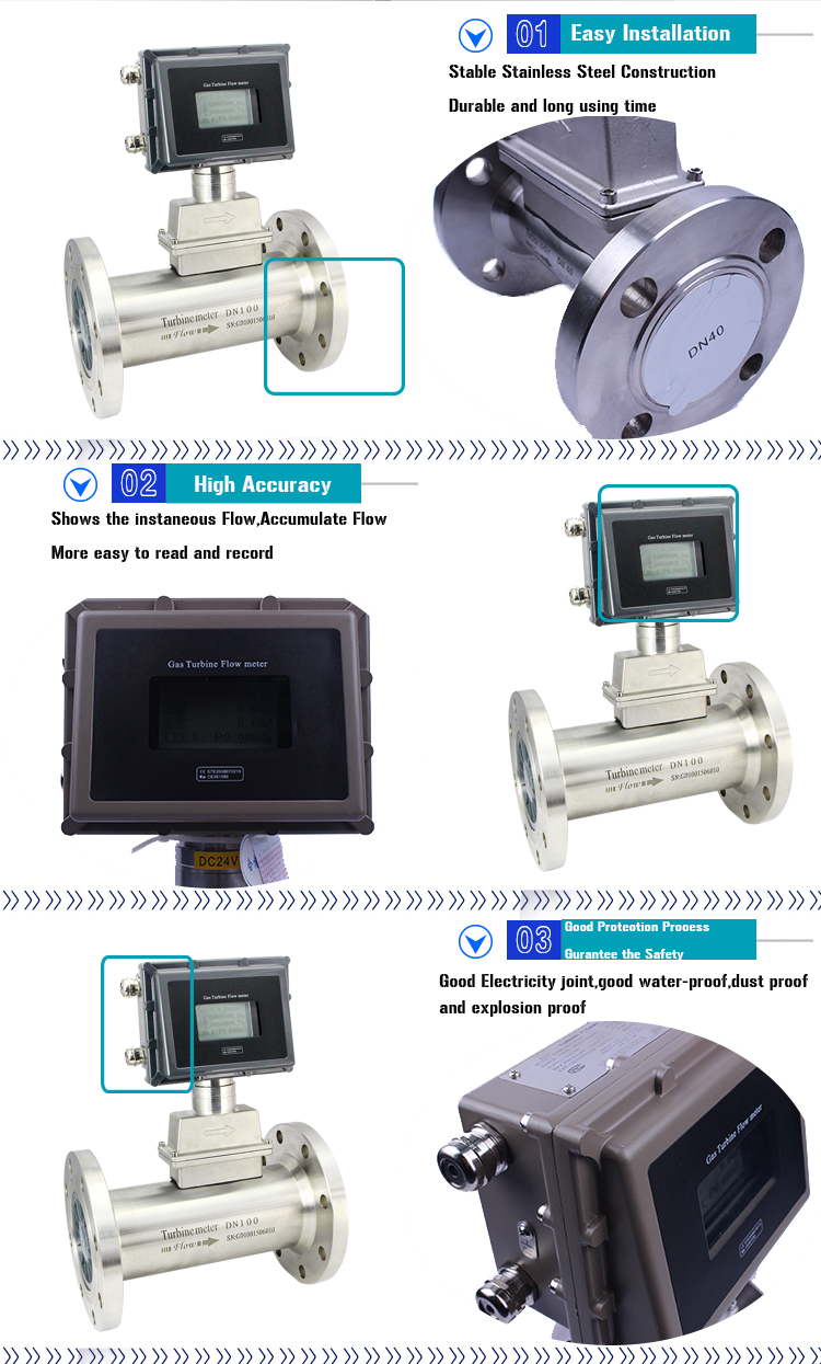 Biogas flow meter price gas turbine flowmeter with exproof process