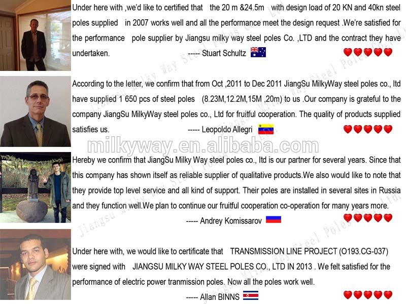 2015 best selling electric transmission line steel pole lighting