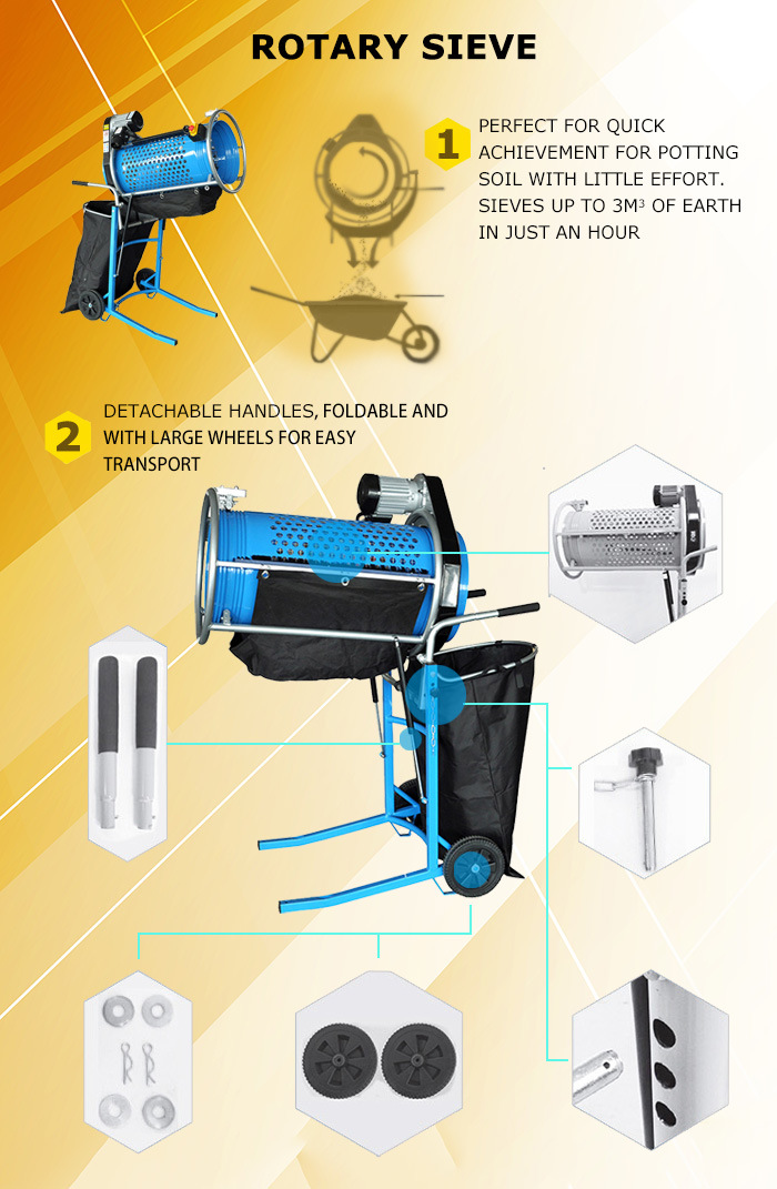 Vibrating Sieve Shaker Machine Portable Rotary Sieve for Soil and Compost