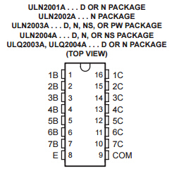 Transistor Uln2003an of Electronic Componenttexas Instruments