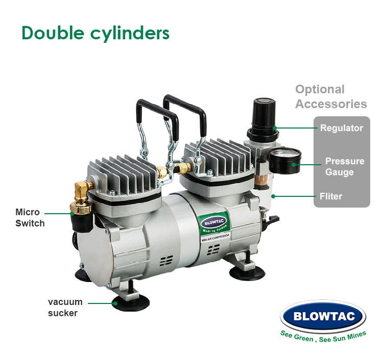 Tanning mini air compressors double cylinders