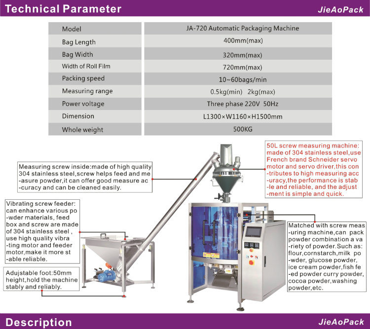 Large Vertical Automatic Powder Packaging Machine (JA-720)